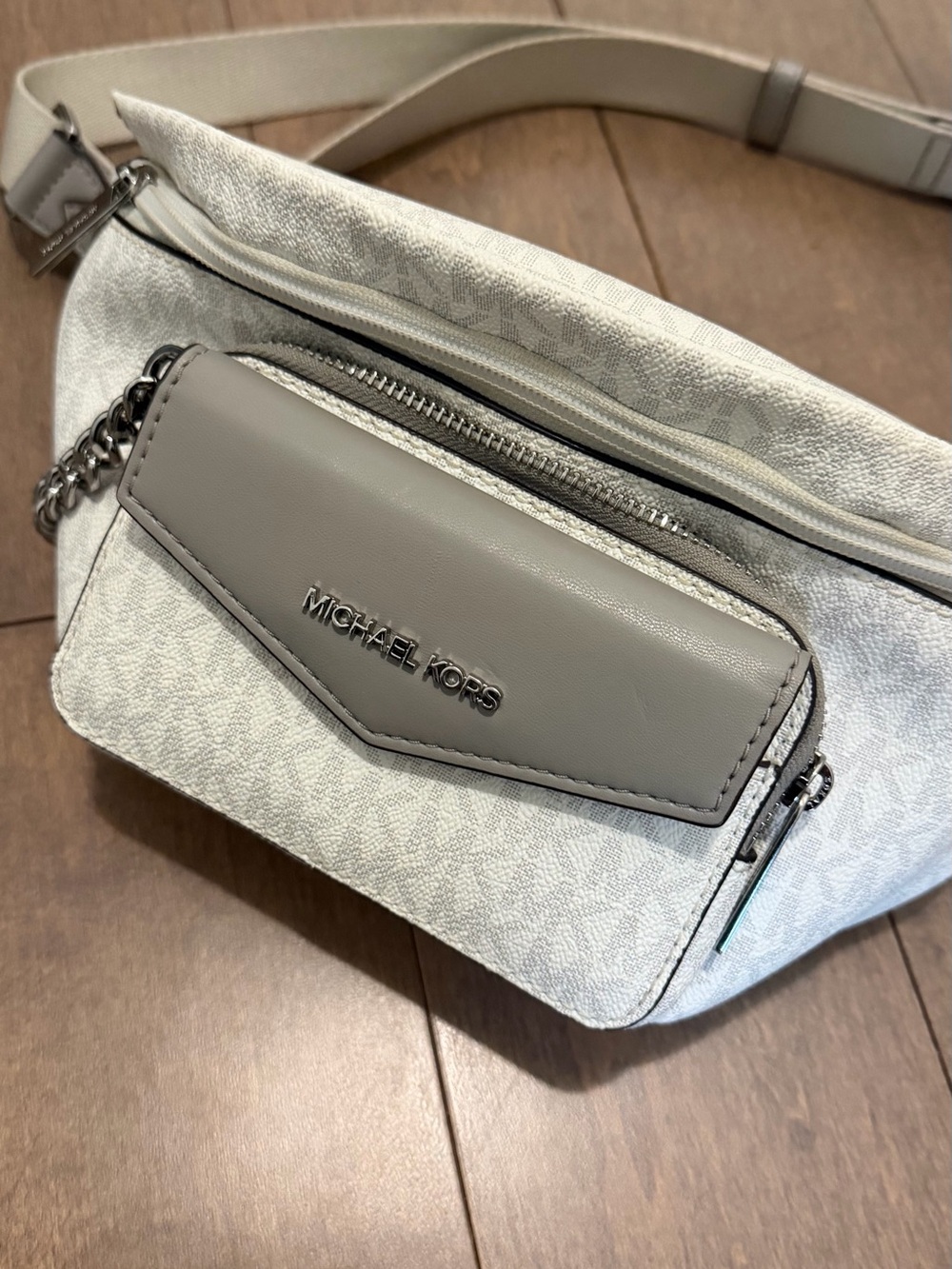 Michael Kors Light Gray Monogram Belt Bag